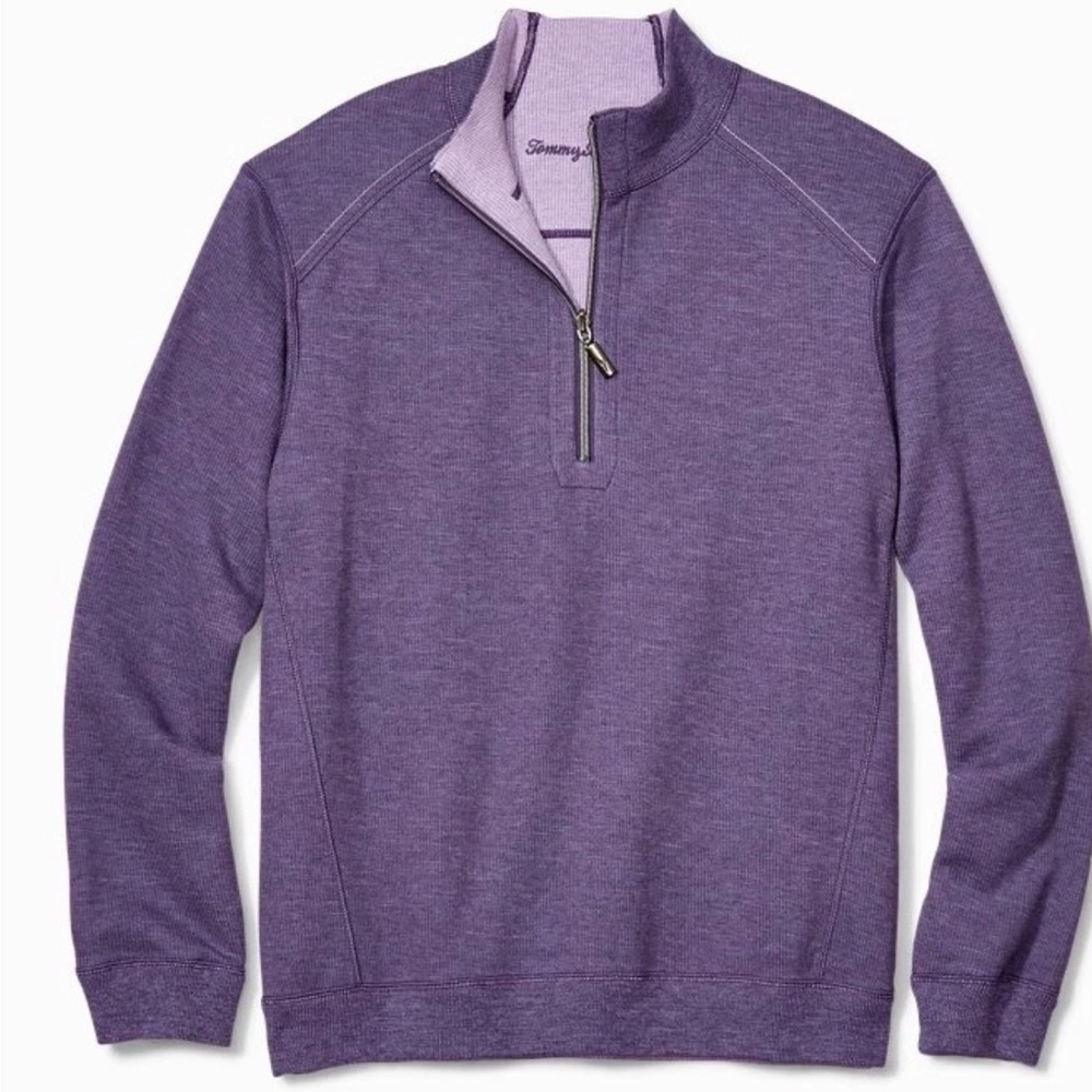 Tommy Bahama Flip Sider Half Zip Sweater Reversible River Grape size XXL